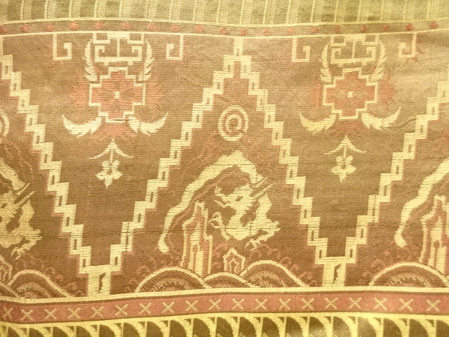 JAPANESE KIMONO / ANTIQUE MENS HAORI / SILK / TSUMUGI / WOVEN DRAGON (lining)